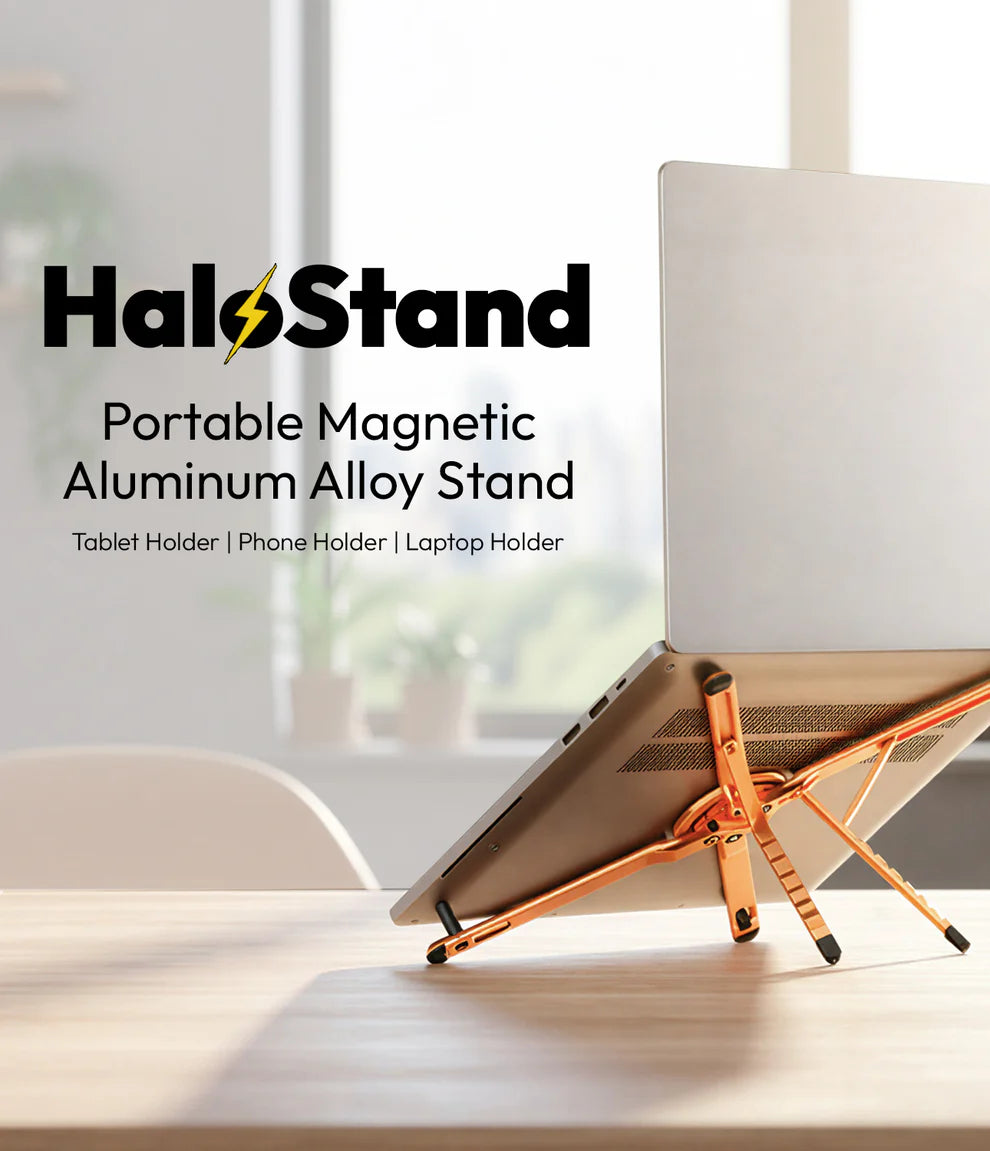 Foldable 360° Adjustable Magnetic Aluminum Alloy HaloStand - Cosmic Orange