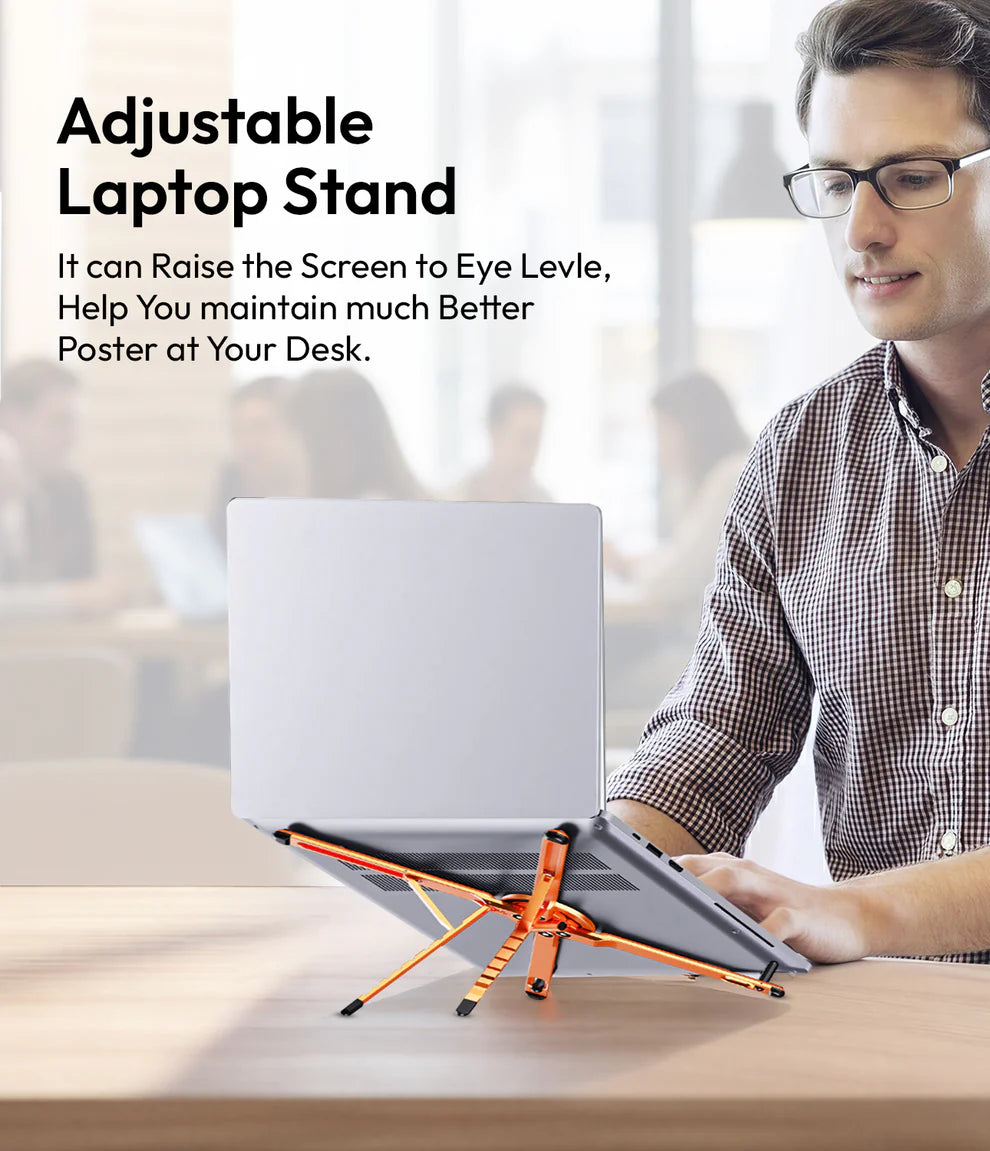Foldable 360° Adjustable Magnetic Aluminum Alloy HaloStand - Cosmic Orange