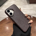 iPhone 16 Series Leather Texture Bumper Shell Shockproof Lens Case