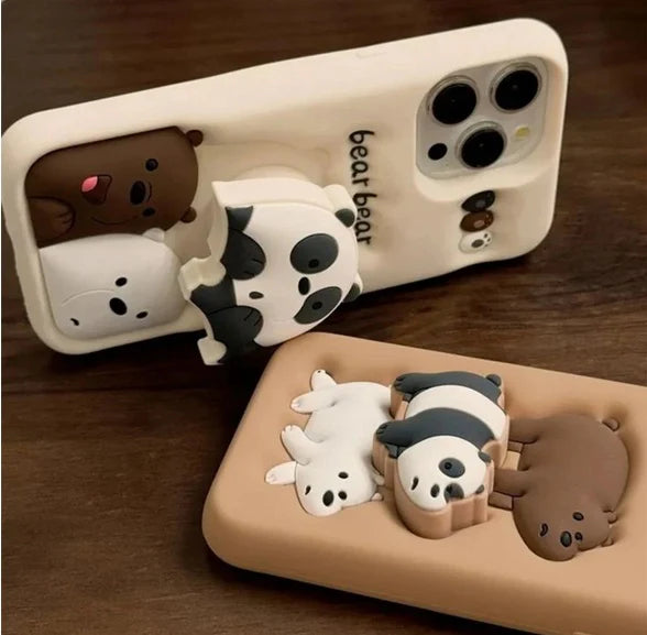 3D Cartoon Kawaii Chubby Panda Bear iPhone Case