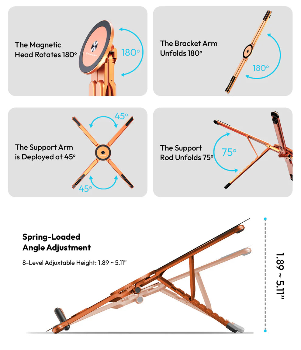 Foldable 360° Adjustable Magnetic Aluminum Alloy HaloStand - Cosmic Orange