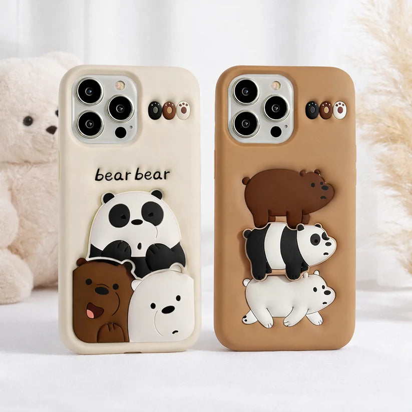 3D Cartoon Kawaii Chubby Panda Bear iPhone Case