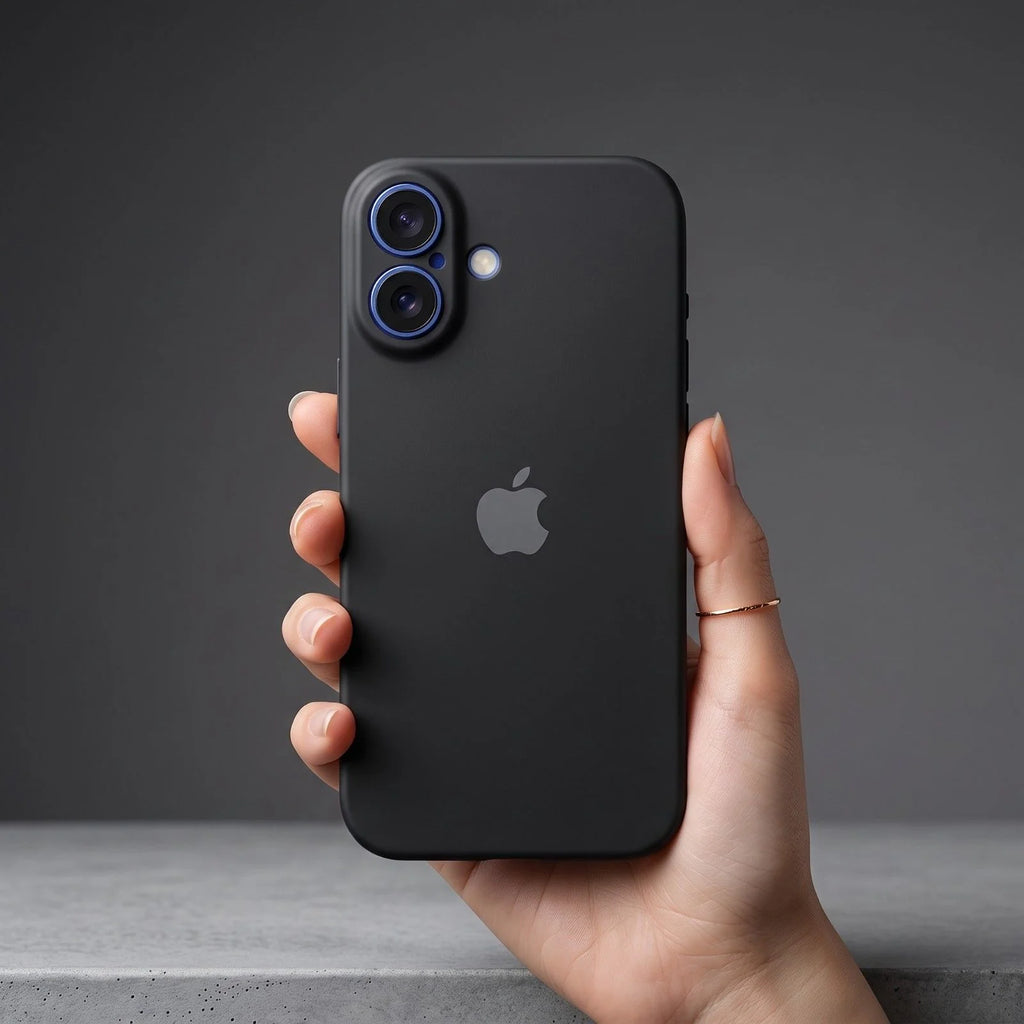 Black Original Camera Safe Silicone Case for Apple iPhone 16