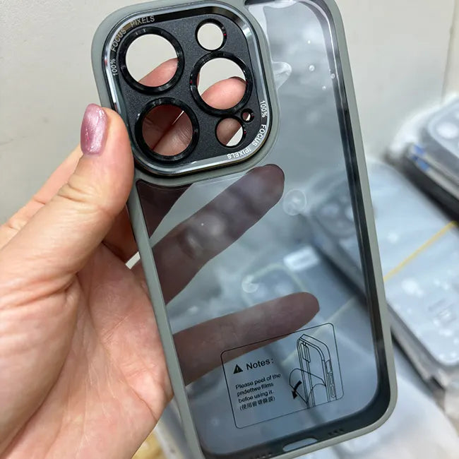 Transparent Shockproof IPhone Back Case with Colored Camera Lens Protection