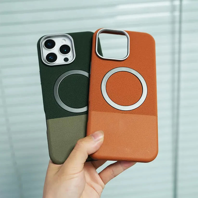 Magnetic Compatible Leather Texture Shockproof Case