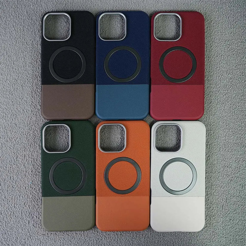 Magnetic Compatible Leather Texture Shockproof Case