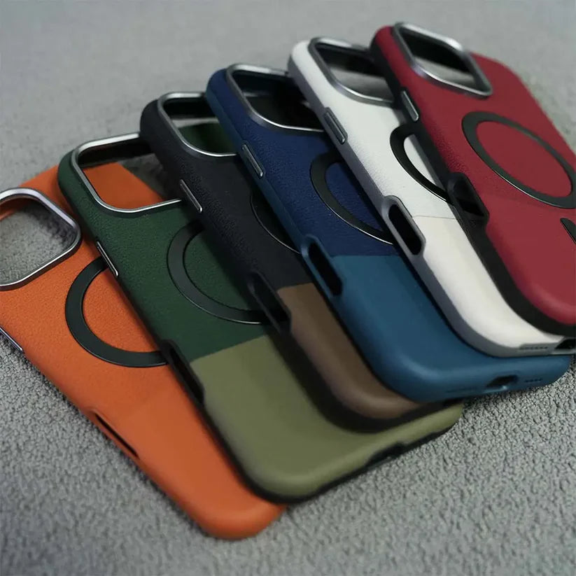 Magnetic Compatible Leather Texture Shockproof Case