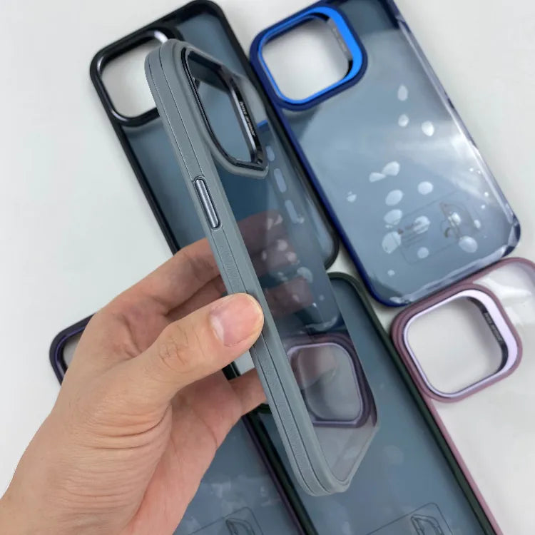 Transparent Shockproof IPhone Back Case with Colored Camera Lens Protection
