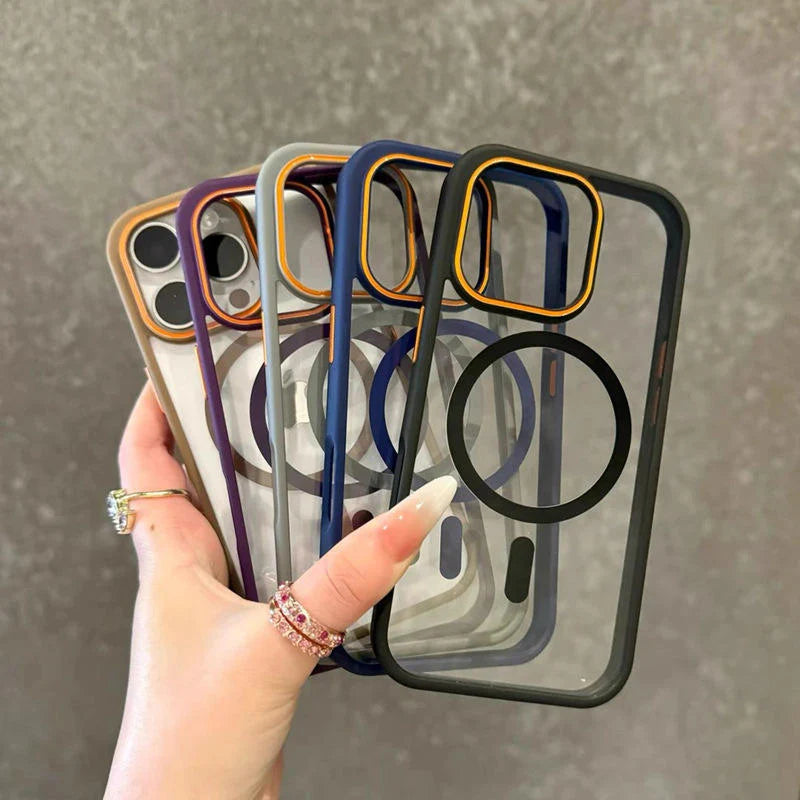 Clear Magnetic MagSafe Case with Colored Bumpers