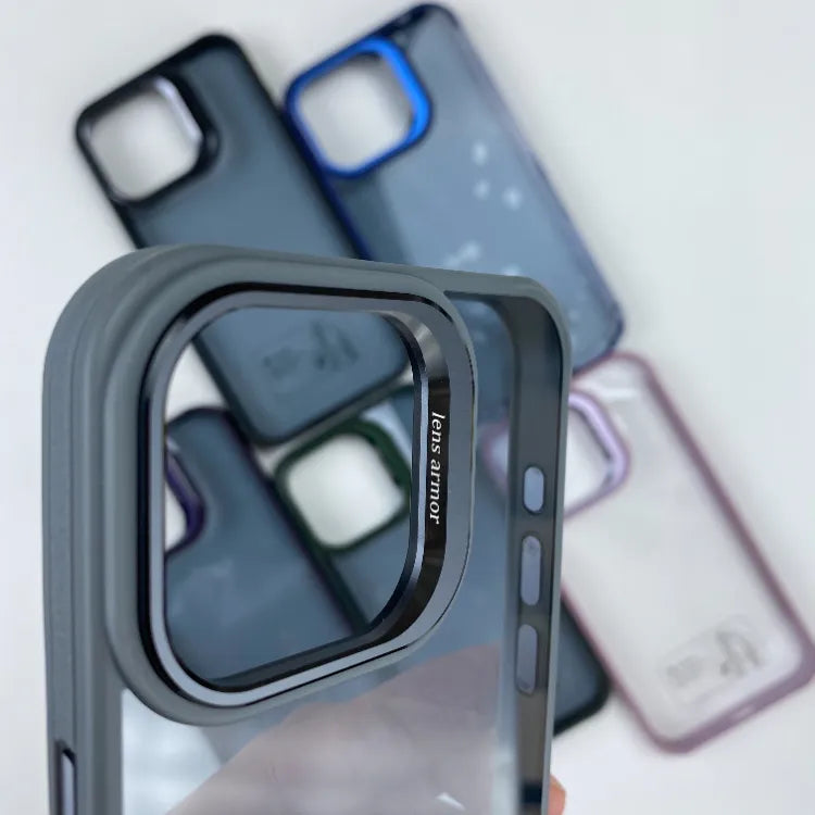 Transparent Shockproof IPhone Back Case with Colored Camera Lens Protection