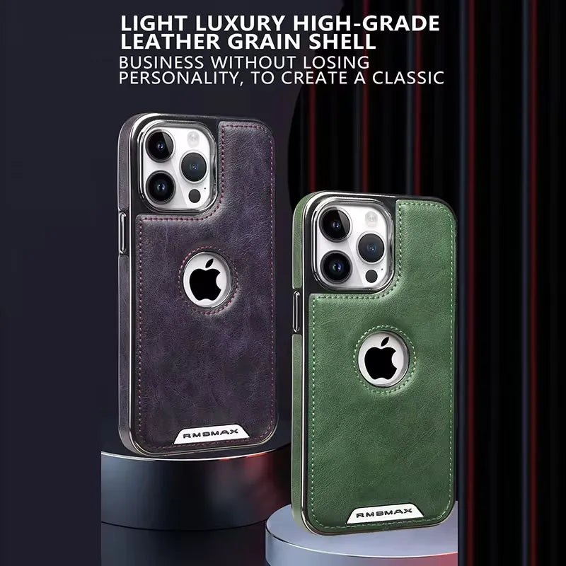 Puloka Electroplated TPU Leather Back Case for iPhone