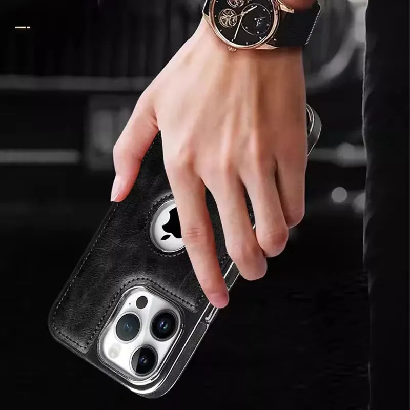 Puloka Electroplated TPU Leather Back Case for iPhone