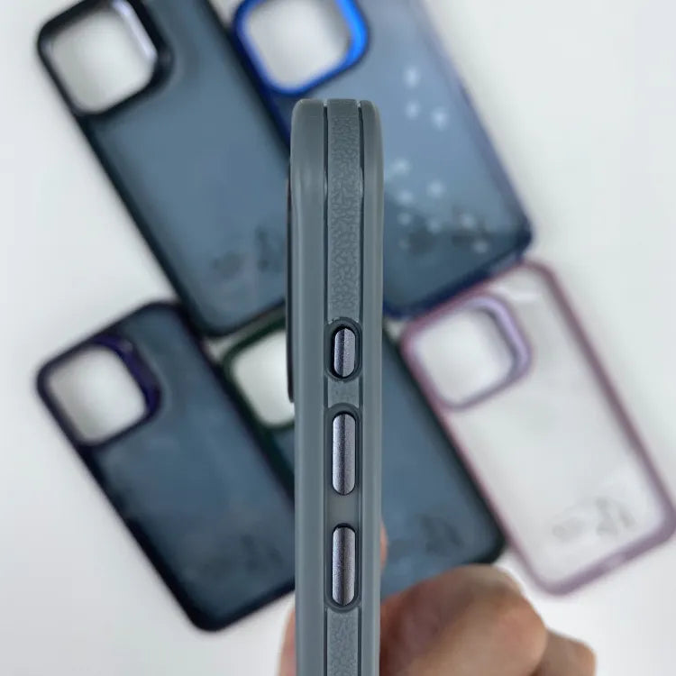 Transparent Shockproof IPhone Back Case with Colored Camera Lens Protection