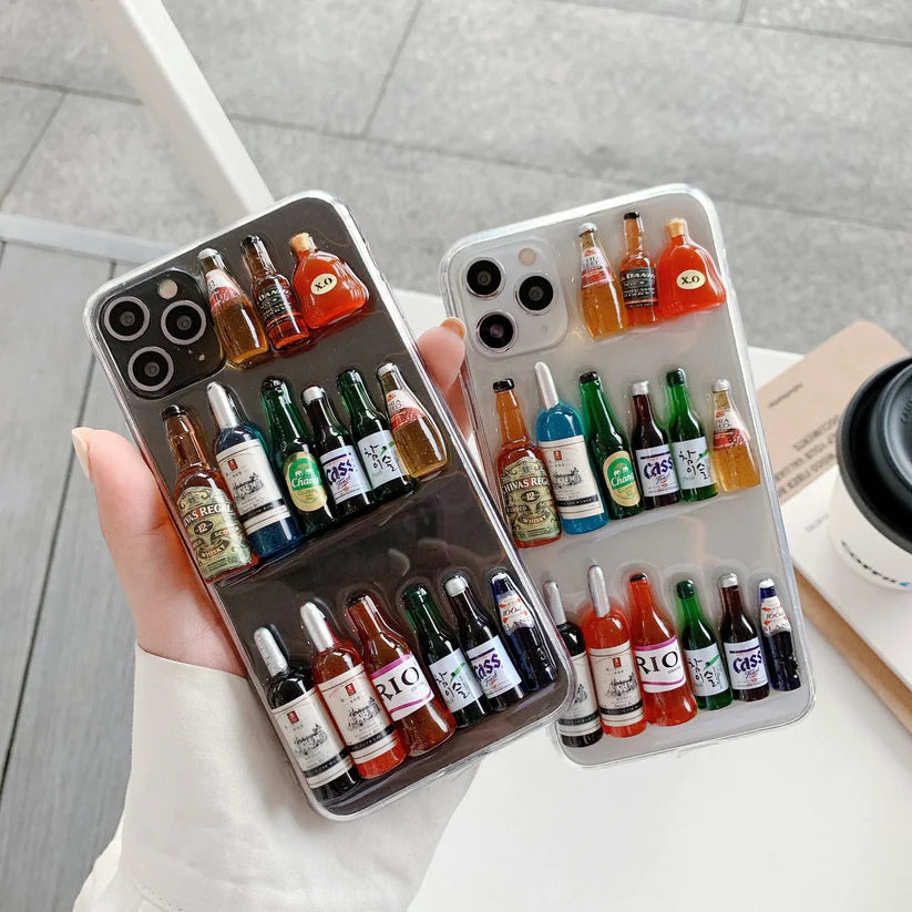 3D Mini Bottle Transparent Shockproof iPhone Case