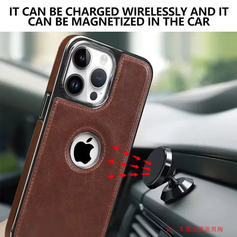 Puloka Electroplated TPU Leather Back Case for iPhone