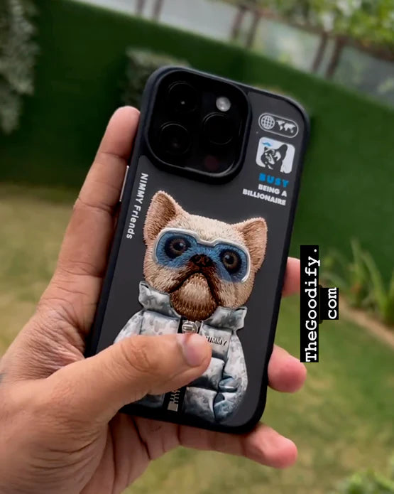 🐾 iPhone 15 Series Nimmy 3D Cool & Cute Embroidery Case Cover