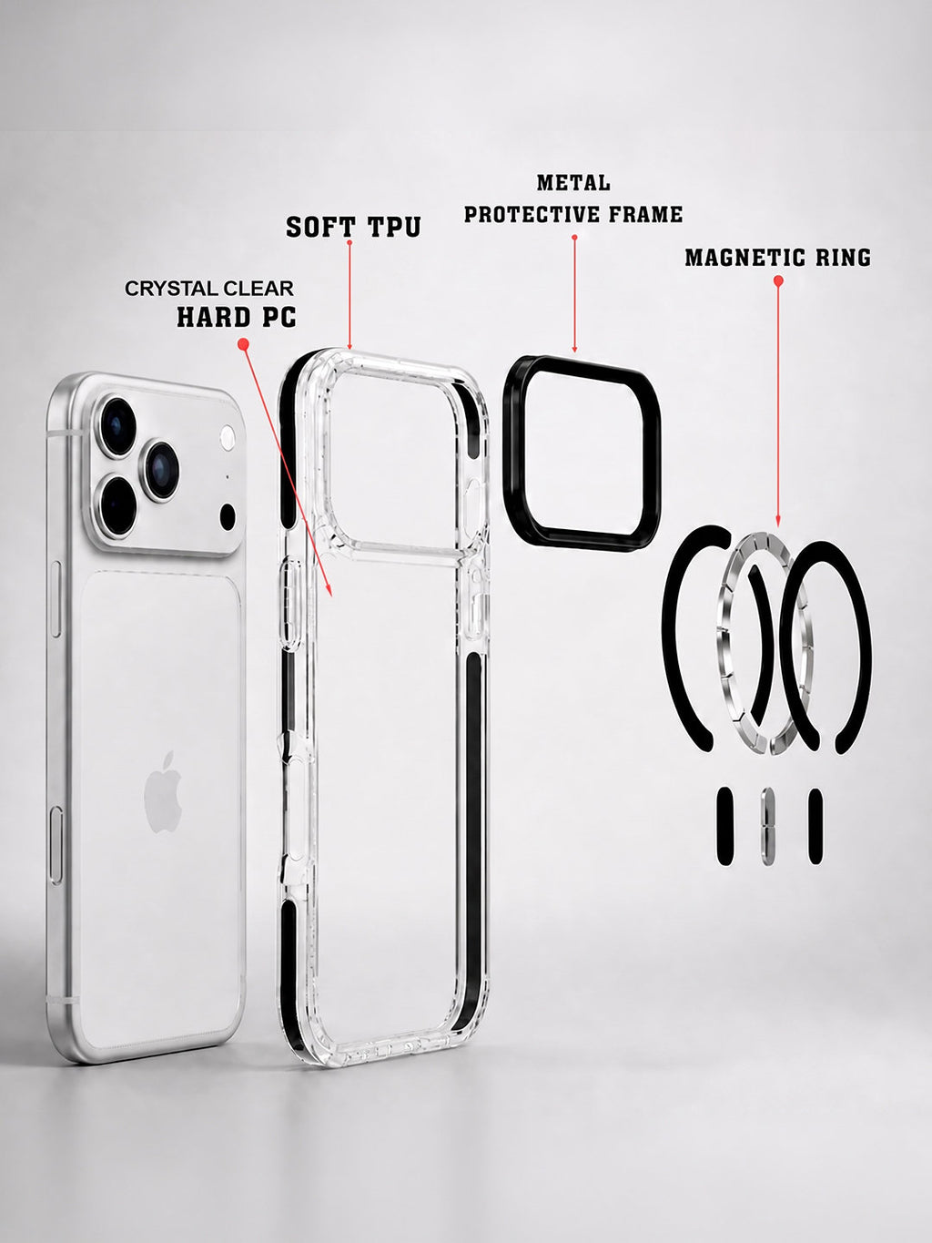 MagSafe Compatible Transparent Case for Apple iPhone 17 Pro Max