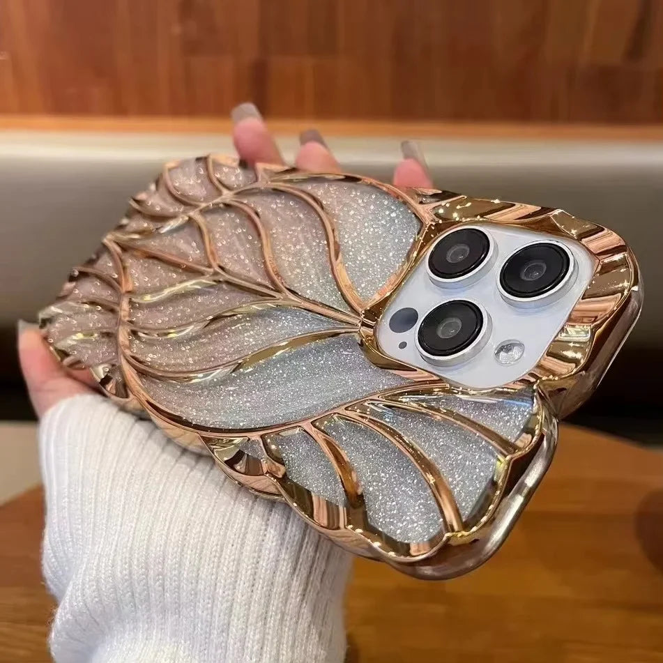 iPhone 14 Series Luxury Electroplated Leaf Case