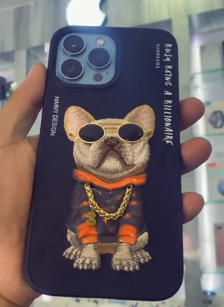 🐾 iPhone 15 Series Nimmy 3D Cool & Cute Embroidery Case Cover