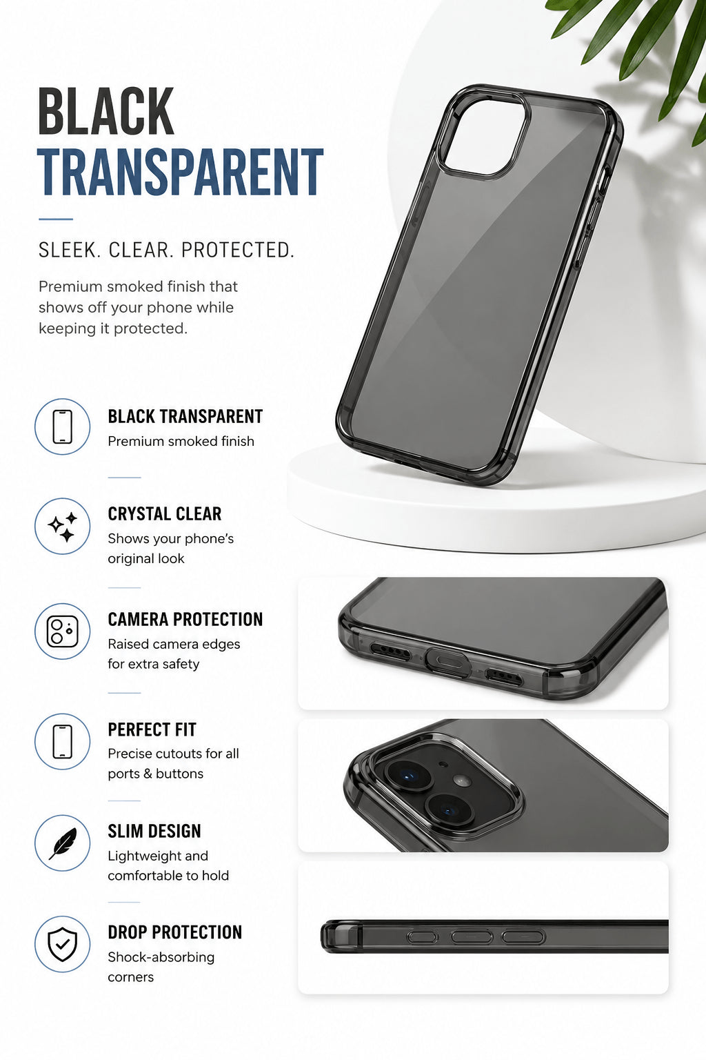 Crystal Black Transparent Case for Apple iPhone 17 Pro Max