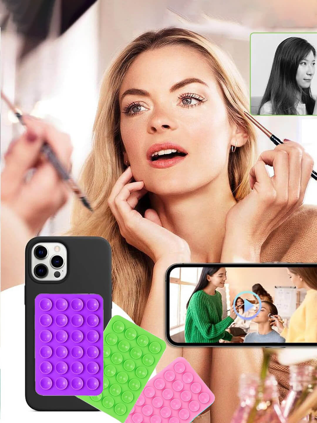Silicone Sticky Grip Phone Holder (Multicolor)