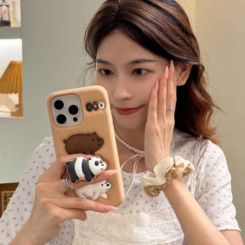 3D Cartoon Kawaii Chubby Panda Bear iPhone Case