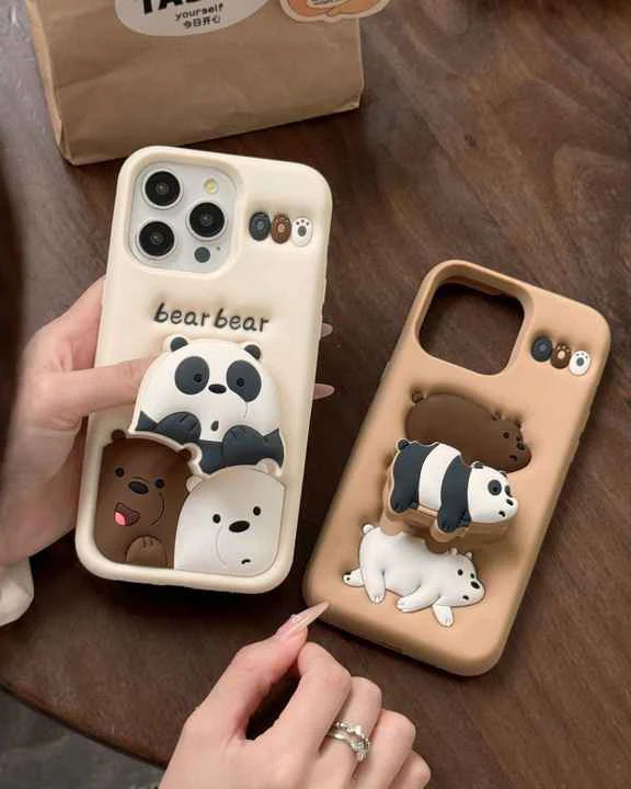 3D Cartoon Kawaii Chubby Panda Bear iPhone Case