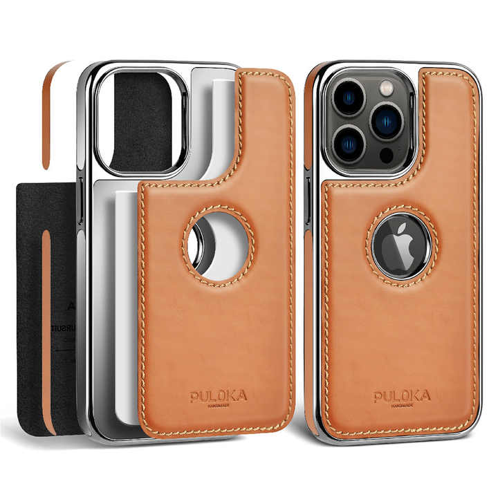 Puloka Electroplated TPU Leather Back Case for iPhone