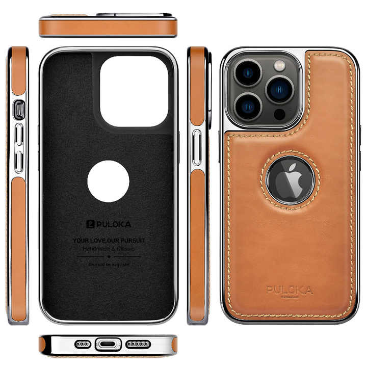 Puloka Electroplated TPU Leather Back Case for iPhone