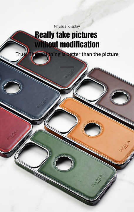 Puloka Electroplated TPU Leather Back Case for iPhone