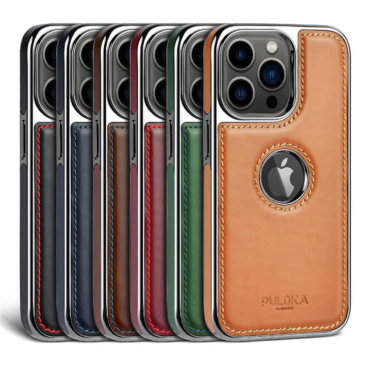 Puloka Electroplated TPU Leather Back Case for iPhone