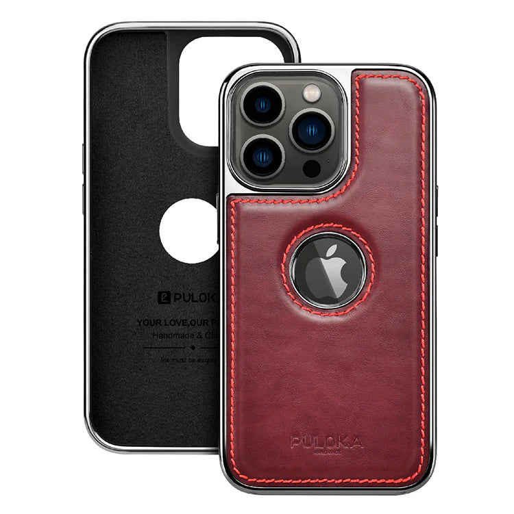 Puloka Electroplated TPU Leather Back Case for iPhone