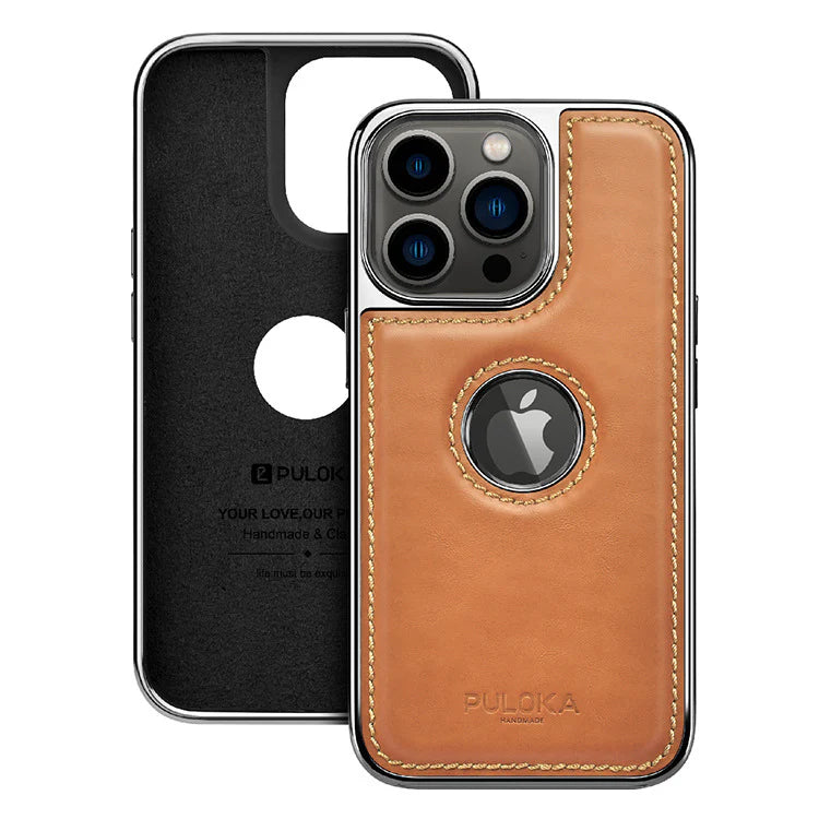Puloka Electroplated TPU Leather Back Case for iPhone