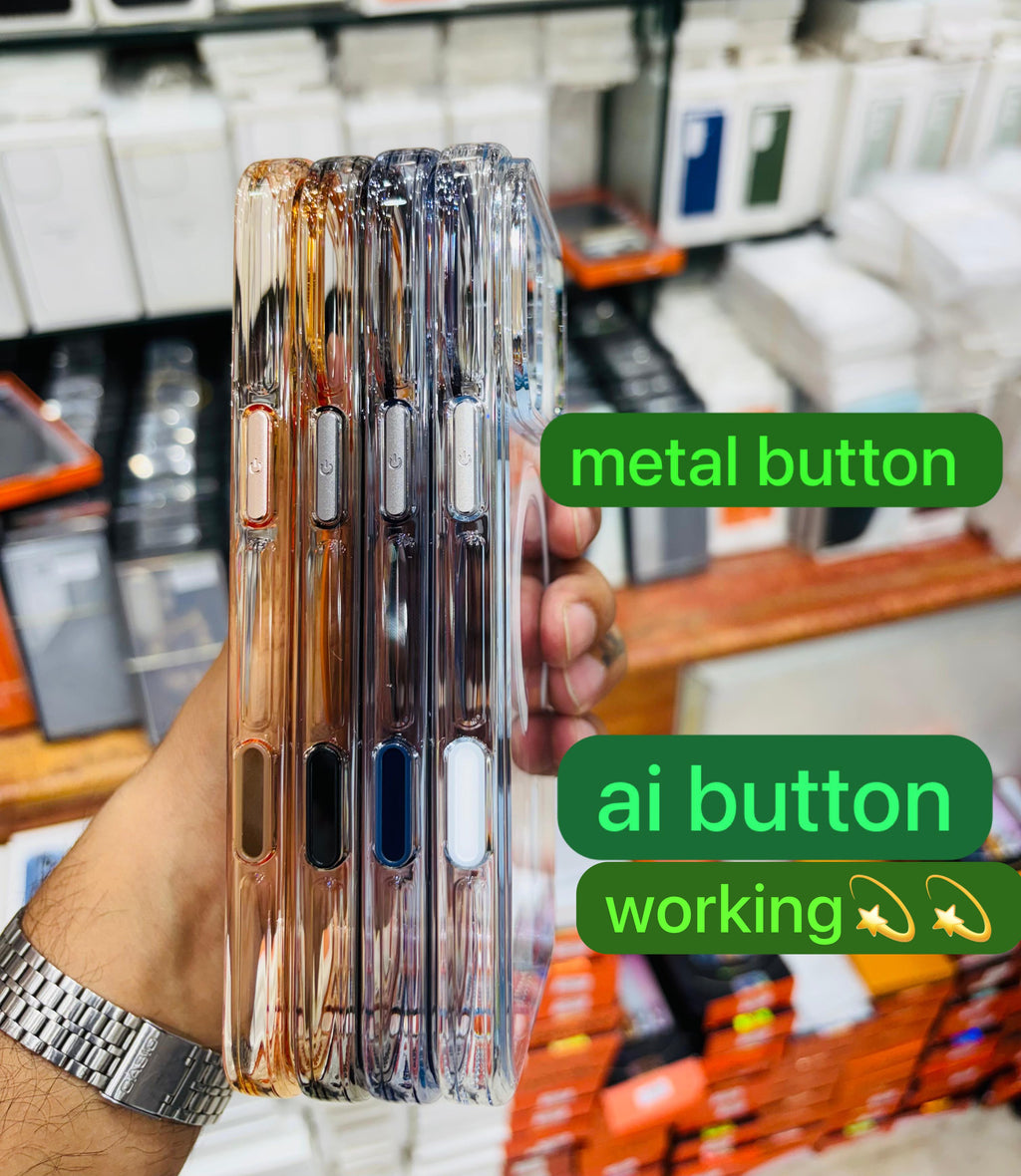 Anti Yellow Crystal MagSafe Case – Metal Button & AI Button