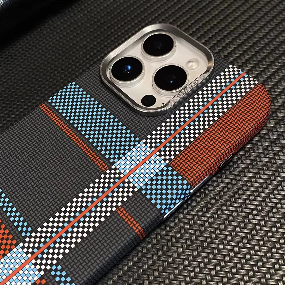 Ultra Thin Carbon Fiber Pattern Metal Lens Hard Case