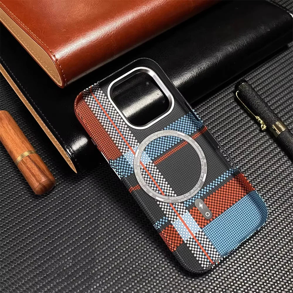 Ultra Thin Carbon Fiber Pattern Metal Lens Hard Case