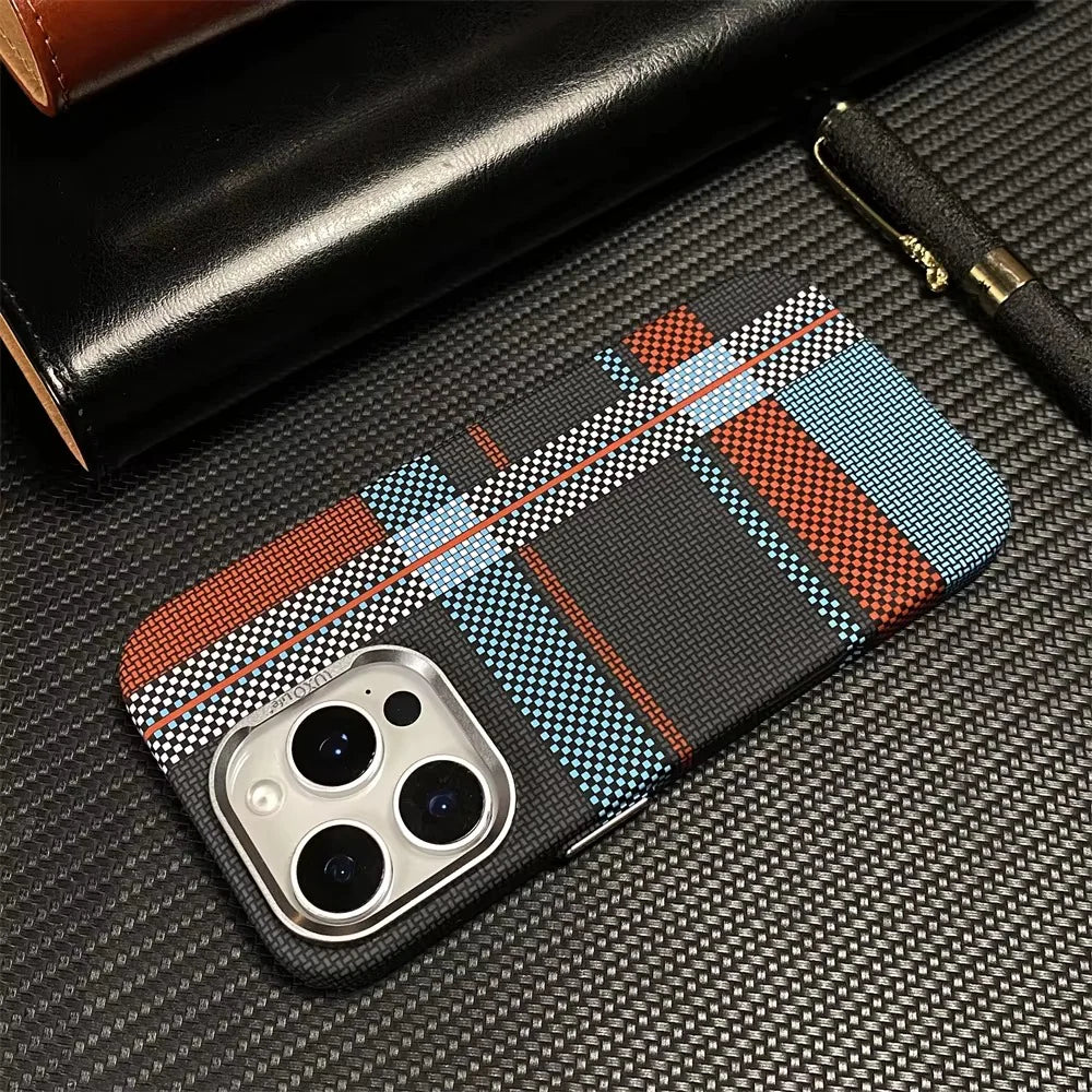 Ultra Thin Carbon Fiber Pattern Metal Lens Hard Case